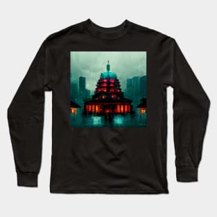 Zen Punk - Cyberpunk Fantasy Scapes Cityscape Skyline Long Sleeve T-Shirt